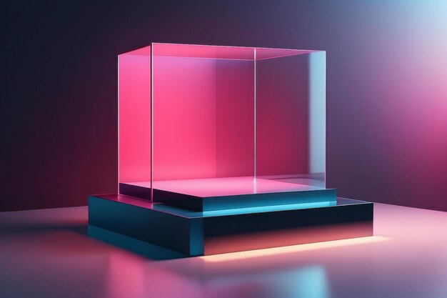 モッケージ・ポディウム エレベート・パースペクティブ 3D グラス・ペデスタル 抽象 空の空間