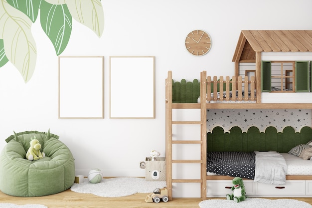 Mockup poster in boho style nursey mockup playroom