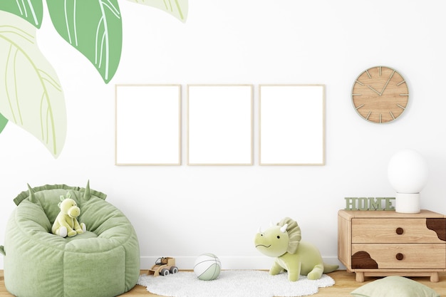 Photo mockup poster in boho style nursey mockup playroom