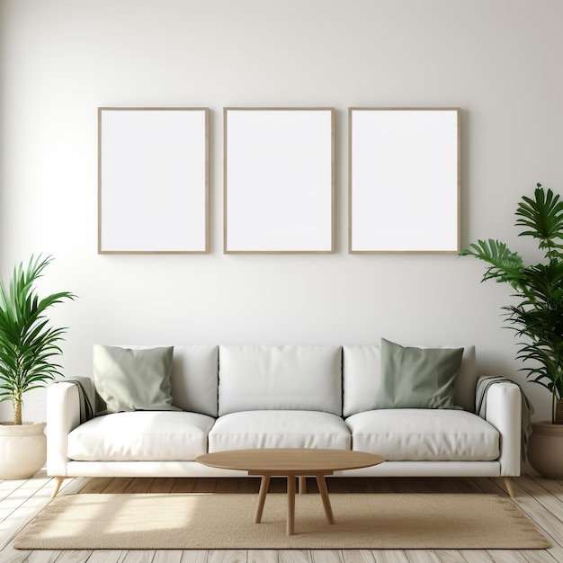 mockup poster frame interieur achtergrond in minimalistische stijl3d rendering 3d illustratie
