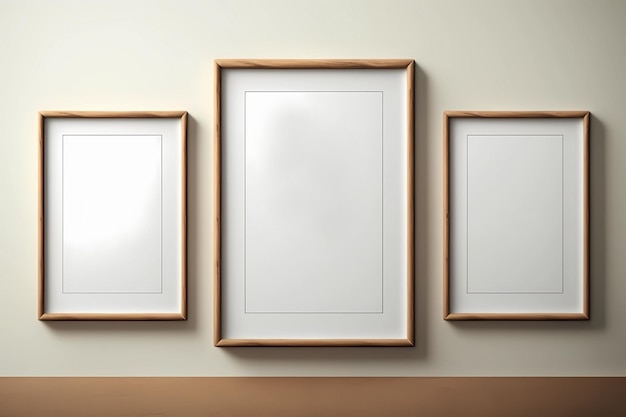 Mockup poster frames on empty wall template for design