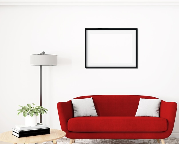 Mockup-poster in de woonkamer