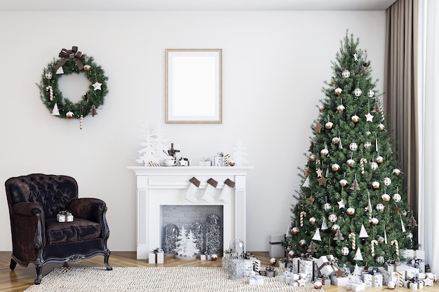 Mockup poster interior Christmas