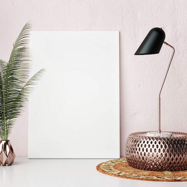 Mockup poster palm and home decoration