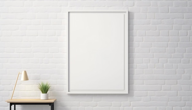 Mockup Poster in a White Modern Home Interior with Fireplace