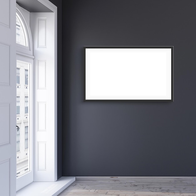 Mockup posterframe op moderne interieur woonkamer achtergrond met zwarte muur