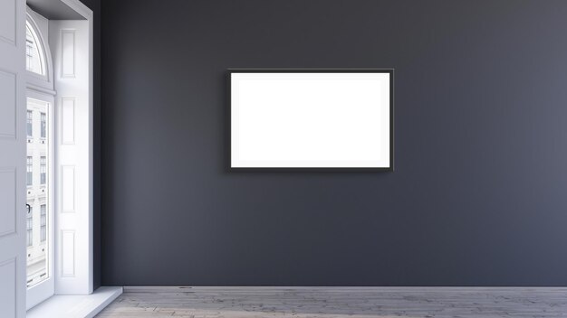 Mockup posterframe op moderne interieur woonkamer achtergrond met zwarte muur