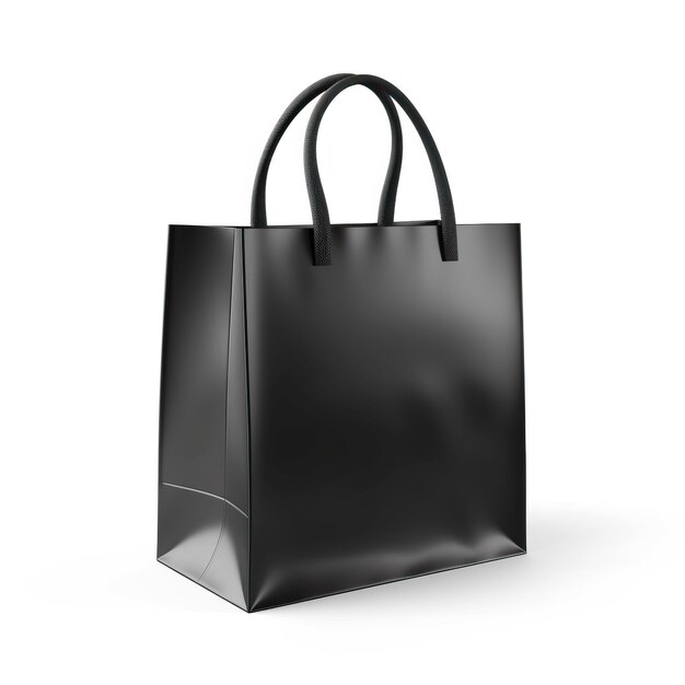 Mockup of Realistic black Shopping Bag for branding and corporate identity design