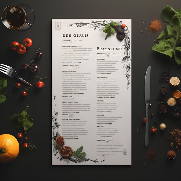 mockup of restaurant menu list generative Ai