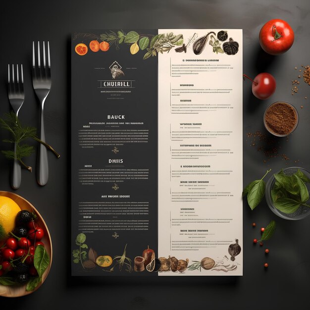 Foto modello di lista del menu del ristorante generativo ai