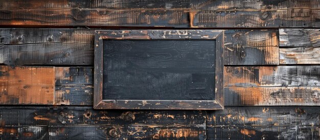 Mockup of rustic wooden wall with black signage