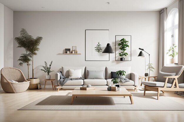 A mockup of a scandinavianstyle living room with a focus on minimalism
