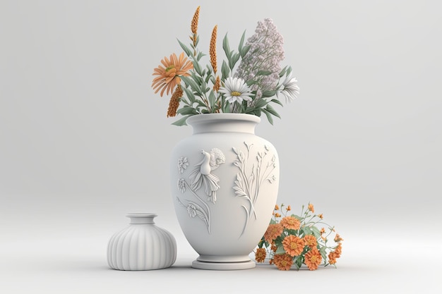 Mockup Scene of a Flower Vase on a White Background