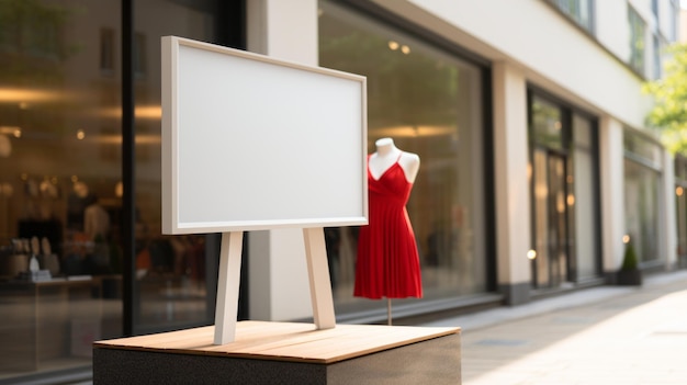 Photo mockup sign sale at the entrance of a clothing store