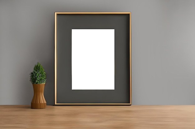 A mockup simple photo frame at the table