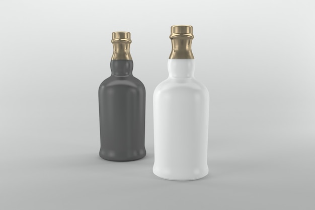 Mockup-sjabloon voor 3D-gerenderde flessen