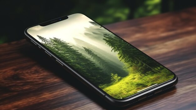 Mockup smartphone met een drijvend scherm effect voor een moderne touch AI gegenereerd