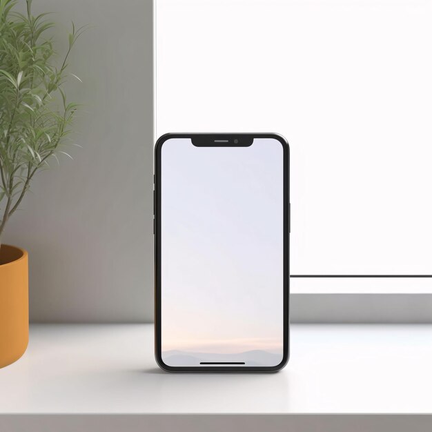 Mockup smartphone with blank screen on the table 3d render