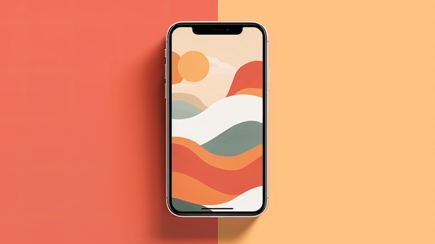 Photo mockup smartphone with a wallpaper featuring geometric shapes ai generated