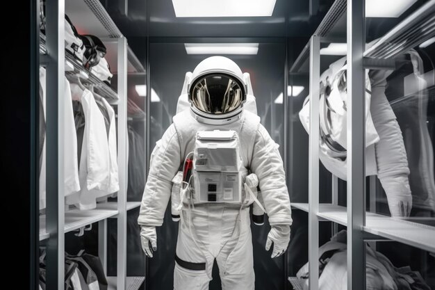 Mockup space suit on a hanger