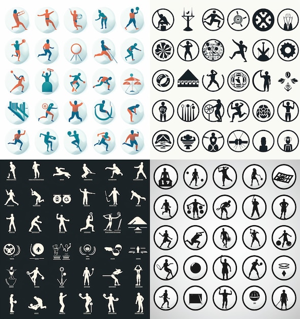 Mockup Sport Icons Set In The Style Of Simple Yet Powerful Form