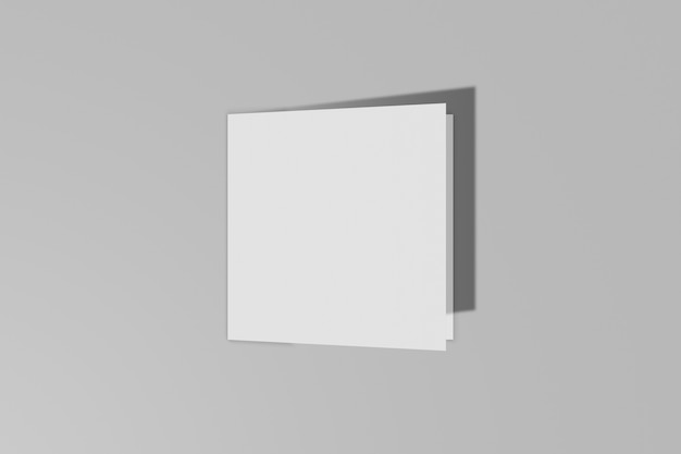 Mockup square booklet, brochure, invitation isolated on a grey background with hard cover and realistic shadow. 3D rendering.