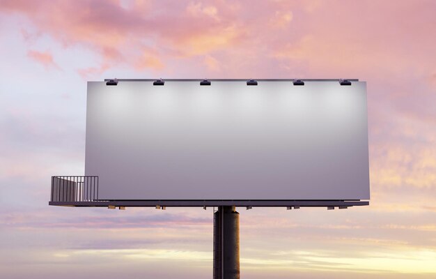 mockup of a street billboard illuminated with spotlights