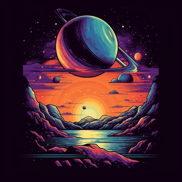 Mockup T-shirt planeten en het uitgestrekte universum