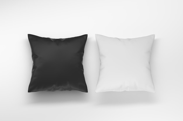 Mockup template with two pillows black and white