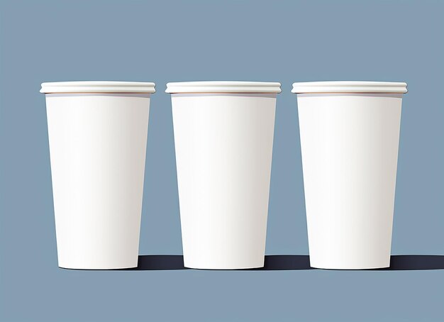 Photo mockup three different sizes of white paper cups for different