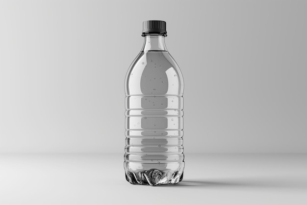 백색 고립 된 배경에 광물 물을위한 투명한 전체 플라스틱 병의 모형 디자인을 위해 빈