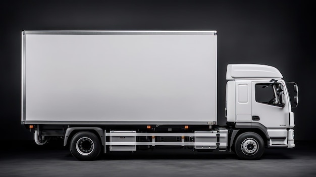 Foto camioncino modello con una vista laterale bianca della carrozzeria