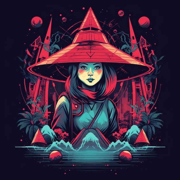 Photo mockup tshirt witch retro style retro