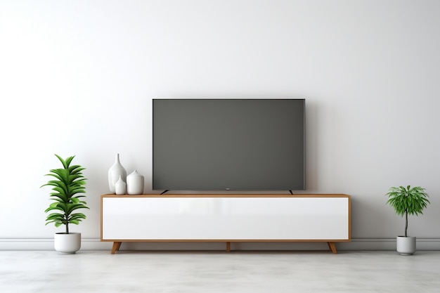 MockUp of a TV Cabinet Display in a White Minimalist Setting Generative AI