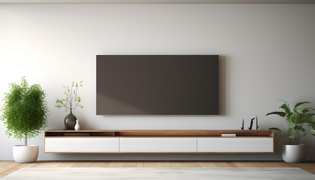 Premium AI Image | mockup a tv wall mounted in a living room room