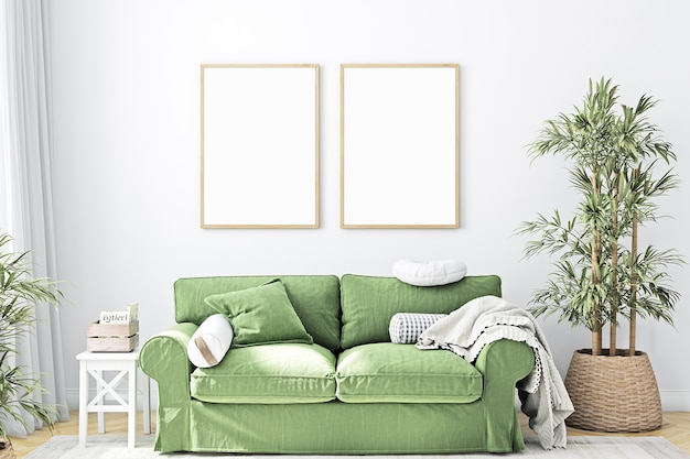 Mockup twee frames en groene bank