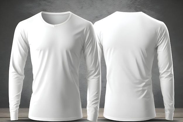 Photo mockup of two white long sleeves back and front