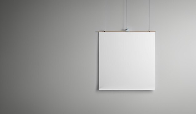 Mockup van blanco papier dat aan de muur hangt