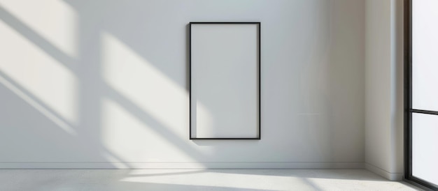 Mockup van een horizontaal frame op een witte muur voor het weergeven van kunstwerken, foto's, schilderijen of prenten