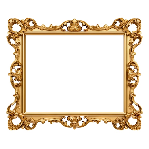 Mockup van een klassiek goud gebeeldhouwd frame geïsoleerd op een transparante achtergrond dit elegante ontwerp