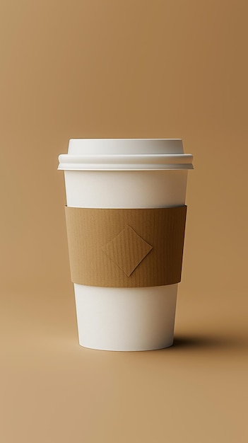 mockup van een kop koffie op een beige achtergrond minimalisme
