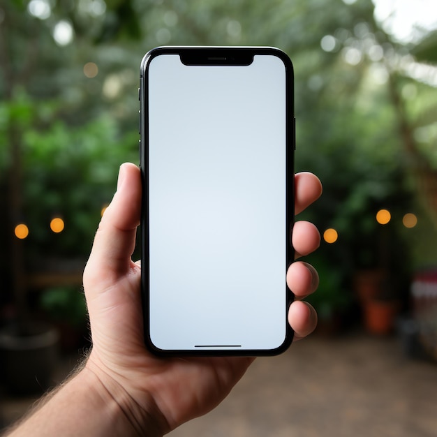 Mockup van een leeg scherm Smartphone in de hand van de mens