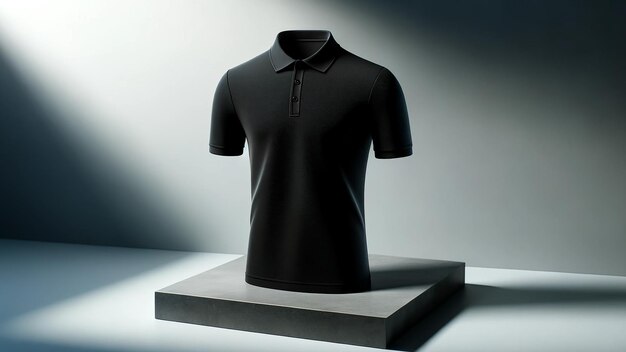 mockup van een mannelijk zwart polo shirt weergegeven op een onzichtbare mannequin