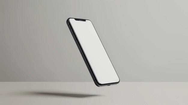 Mockup van een mobiele telefoon op witte achtergrond in de lucht