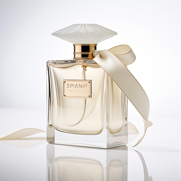mockup van een parfumfles in een minimalistische scène