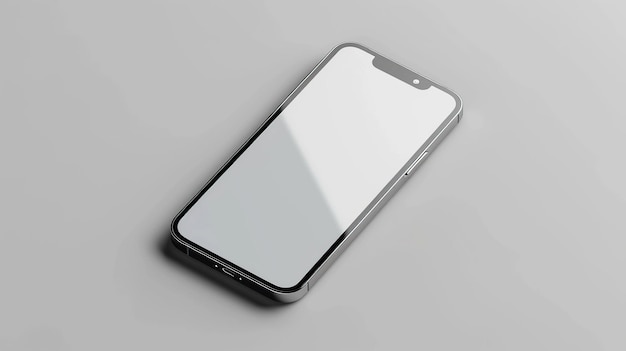 Mockup van een telefoon met een stevig lichtgrijs scherm