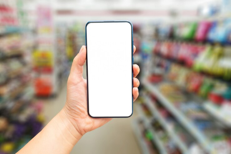 Mockup van handen met een leeg scherm van smartphone