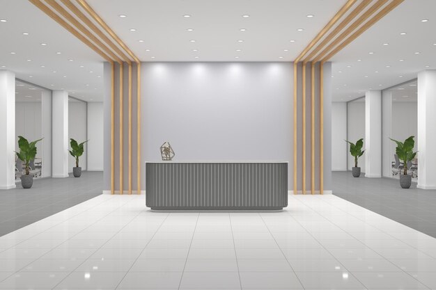 Mockup van het interieur van de receptie