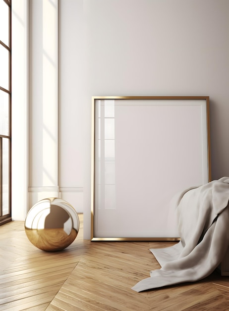 Mockup van leeg frame poster canvas sjabloon interieur 3D-rendering