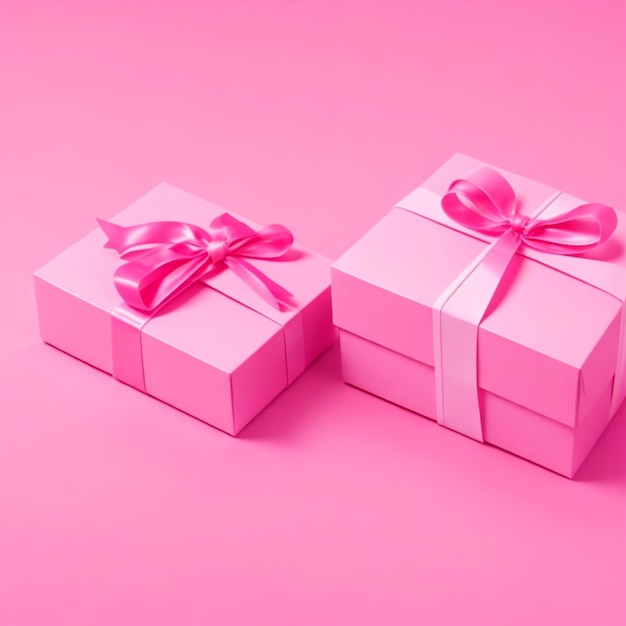 Mockup van open geschenkdoos op roze achtergrond